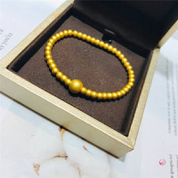 Genuine 24K gold solid beaded bangle bracelet, Au999  gold strand bracelet, 24K gold bead charm, stretch elastic bracelet