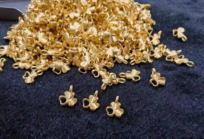 Genuine Necklace set 18K gold solid  AU750 stamped fine chain +pure gold Au999, 24K gold solid three leaf clover pendant charm necklace