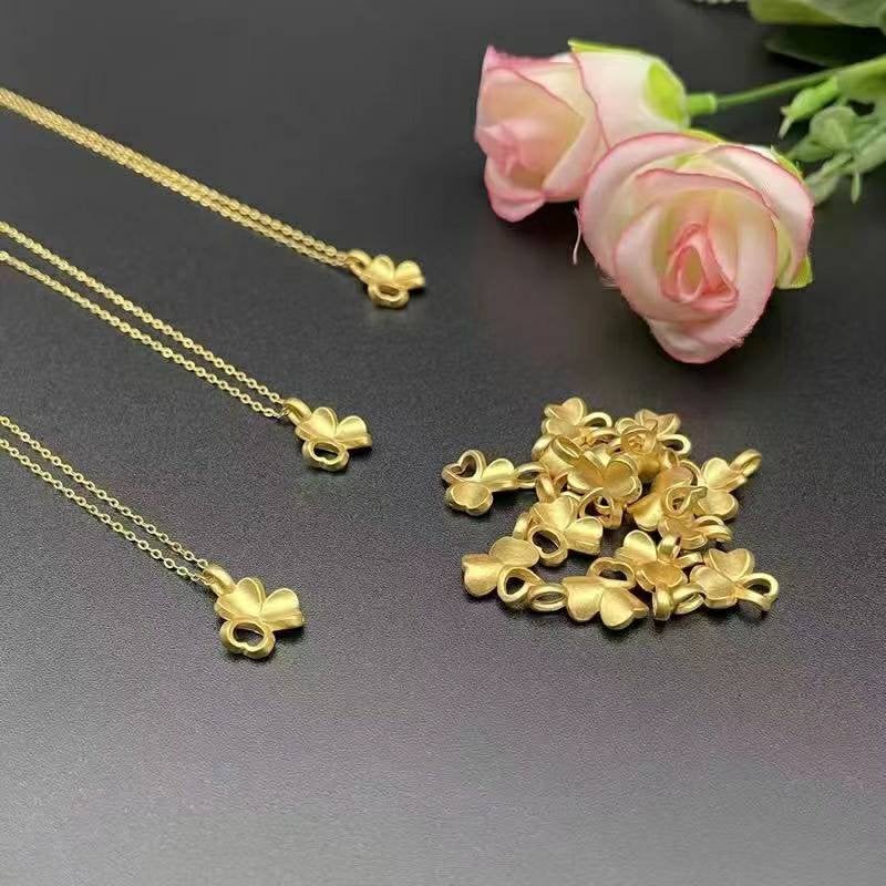 Genuine 18K gold solid clover necklace chain, stamped Au750, 75